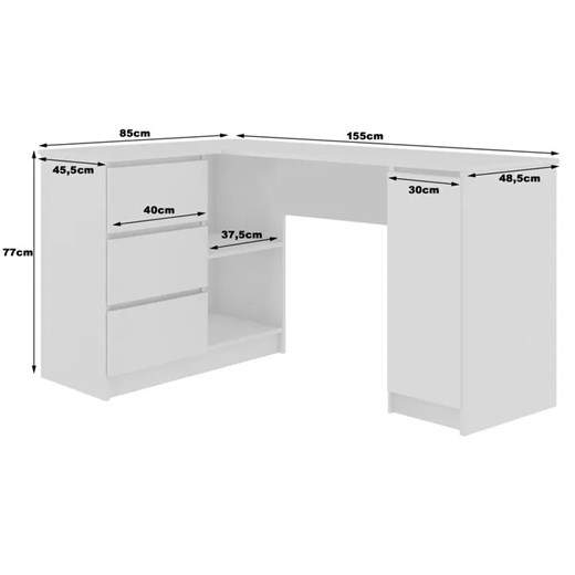Białe duże biurko narożne z szufladami i szafką lewostronne - Osmen 3X Elior One Size Edinos.pl