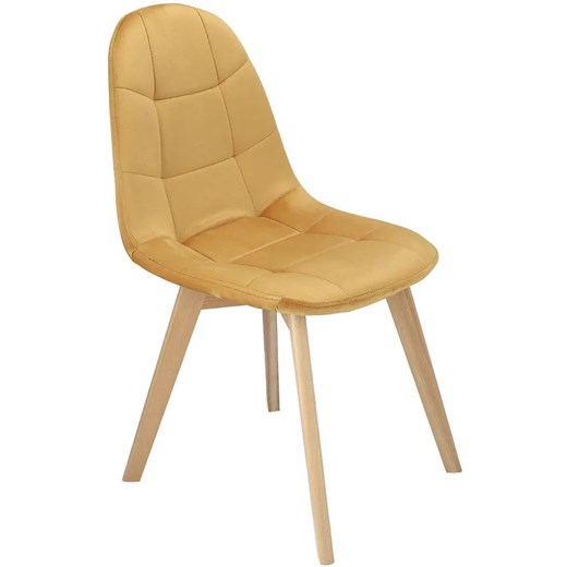 Musztardowe welurowe krzesło do jadalni - Oder ze sklepu Edinos.pl w kategorii Krzesła - zdjęcie 172624437
