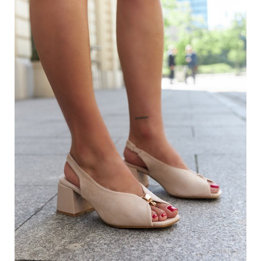 Sandały na klocku ze skórzana wkładką Shamoun ze sklepu gemre w kategorii Sandały damskie - zdjęcie 172624957