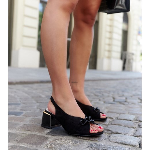 Sandały na klocku ze skórzana wkładką Juwala ze sklepu gemre w kategorii Sandały damskie - zdjęcie 172625099