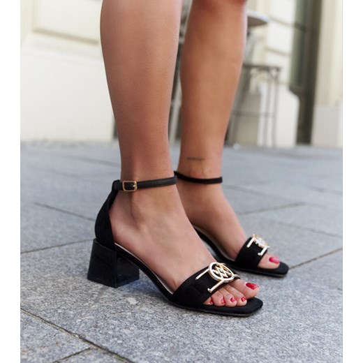 Sandały na słupku ze skórzana wkładką Ameena ze sklepu gemre w kategorii Sandały damskie - zdjęcie 172625166