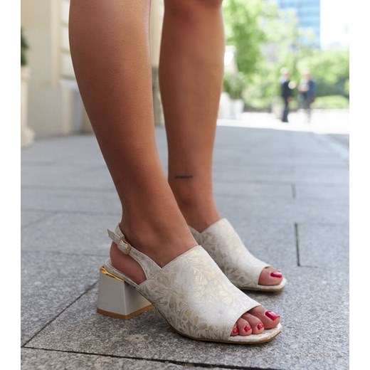 Sandały na klocku ze skórzana wkładką Nuna ze sklepu gemre w kategorii Sandały damskie - zdjęcie 172625205