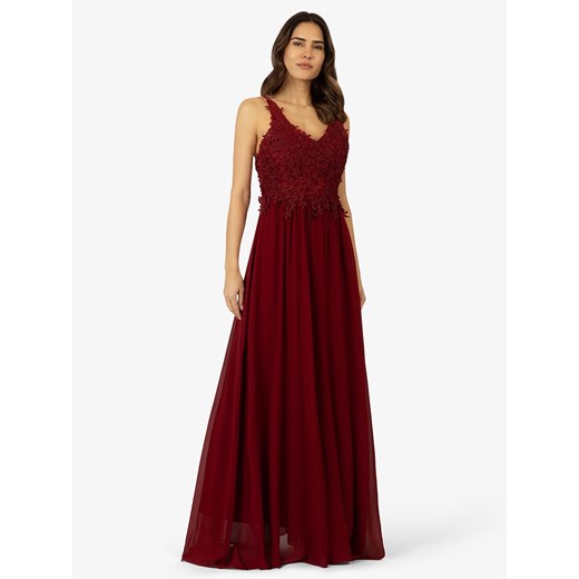 Sukienka APART z dekoltem w serek koronkowa czerwona na ramiączkach maxi 
