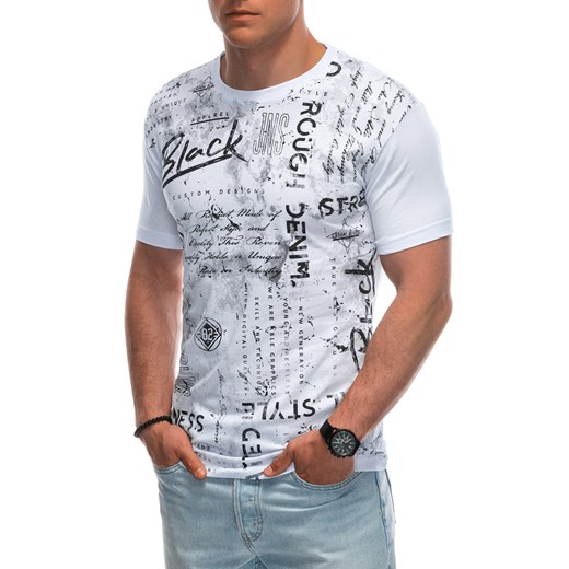 T-shirt męski biały Edoti w stylu młodzieżowym 