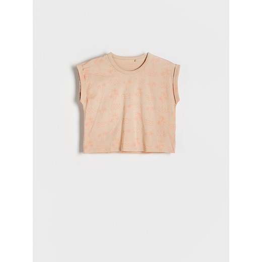 Reserved - T-shirt z nadrukiem - beżowy ze sklepu Reserved w kategorii Bluzki dziewczęce - zdjęcie 172628965