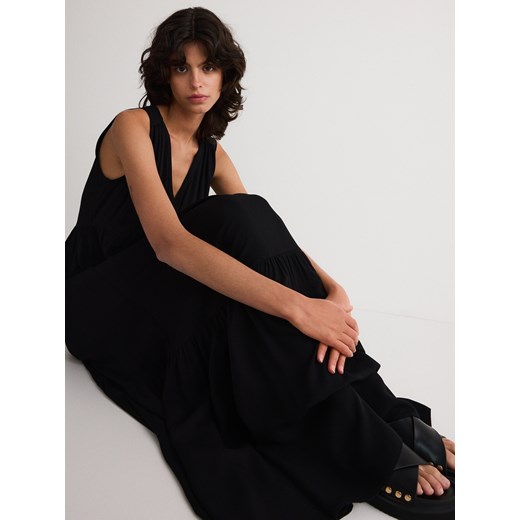Reserved - Sukienka z wiskozy - czarny ze sklepu Reserved w kategorii Sukienki - zdjęcie 172629288