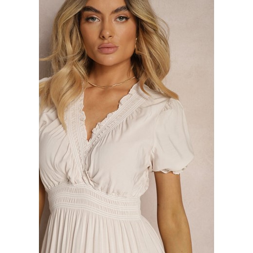 Sukienka Renee w serek kopertowa maxi z długim rękawem boho bawełniana