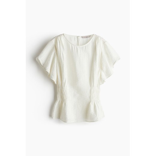 Bluzka damska H & M casual z okrągłym dekoltem biała z krótkim rękawem 