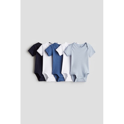 H & M - Bawełniane body 5-pak - Niebieski ze sklepu H&M w kategorii Odzież dla niemowląt - zdjęcie 172631158