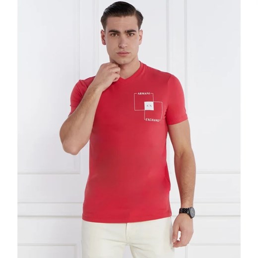 Armani Exchange t-shirt męski z krótkim rękawem czerwony bawełniany