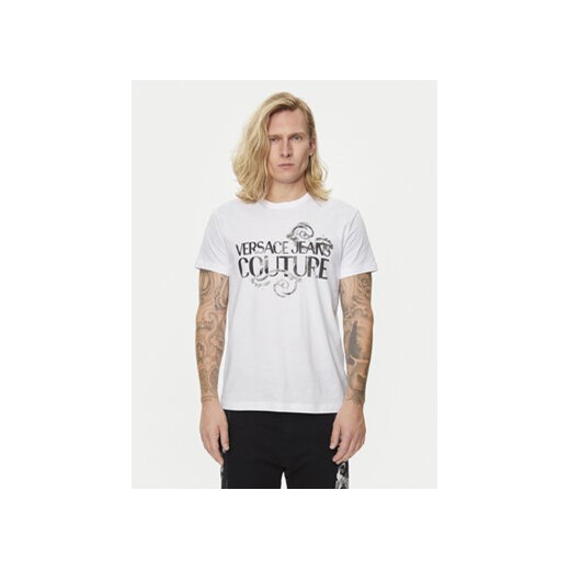 Versace Jeans Couture T-Shirt 76GAHG00 Biały Regular Fit ze sklepu MODIVO w kategorii T-shirty męskie - zdjęcie 172637379