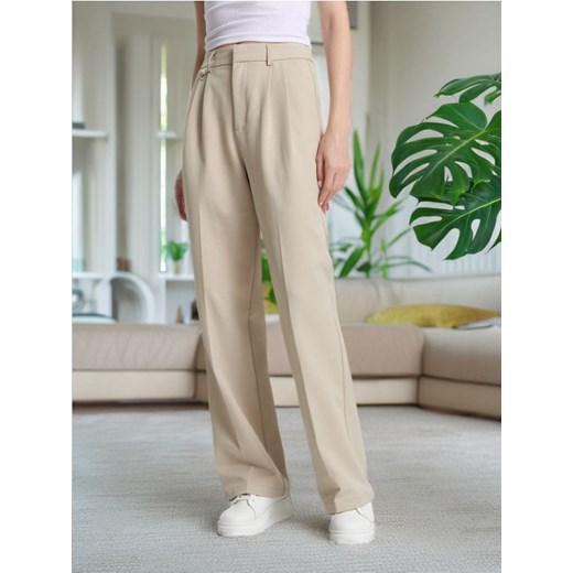 Sinsay - Spodnie wide leg - beżowy ze sklepu Sinsay w kategorii Spodnie damskie - zdjęcie 172639437