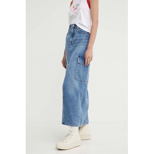 Levi&apos;s spódnica jeansowa kolor niebieski maxi prosta 0005S ze sklepu ANSWEAR.com w kategorii Spódnice - zdjęcie 172640088