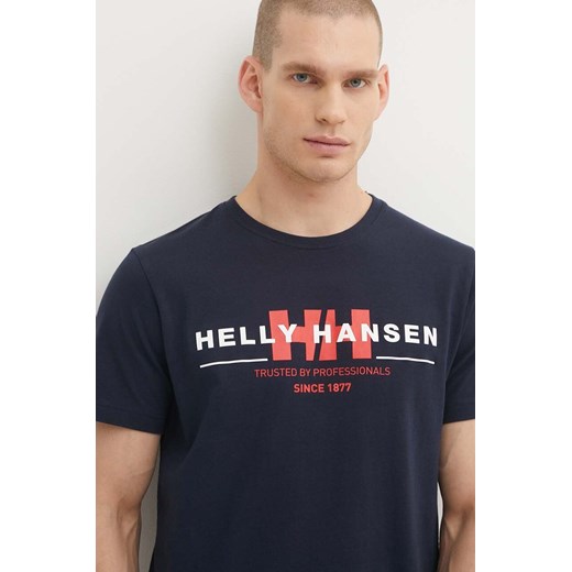 Helly Hansen t-shirt bawełniany kolor granatowy wzorzysty ze sklepu ANSWEAR.com w kategorii T-shirty męskie - zdjęcie 172640205