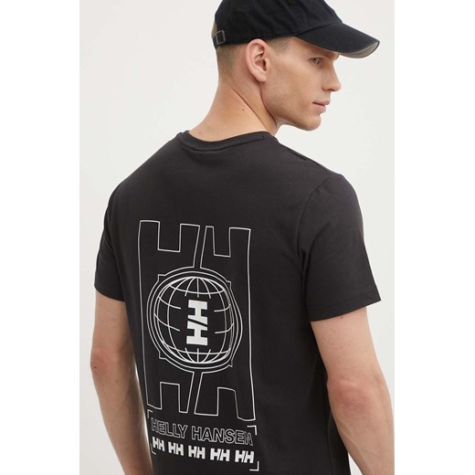 Helly Hansen t-shirt bawełniany kolor czarny wzorzysty ze sklepu ANSWEAR.com w kategorii T-shirty męskie - zdjęcie 172640219
