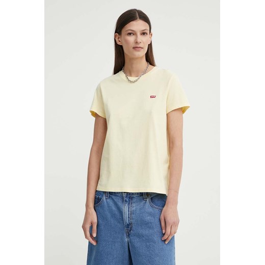 Levi&apos;s t-shirt bawełniany damski kolor żółty ze sklepu ANSWEAR.com w kategorii Bluzki damskie - zdjęcie 172640325