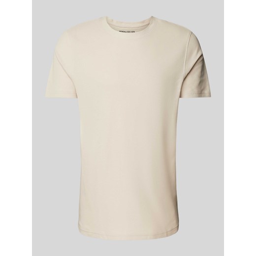 T-shirt z prążkowanym okrągłym dekoltem ze sklepu Peek&Cloppenburg  w kategorii T-shirty męskie - zdjęcie 172641148