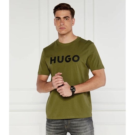 T-shirt męski zielony Hugo Boss z krótkim rękawem