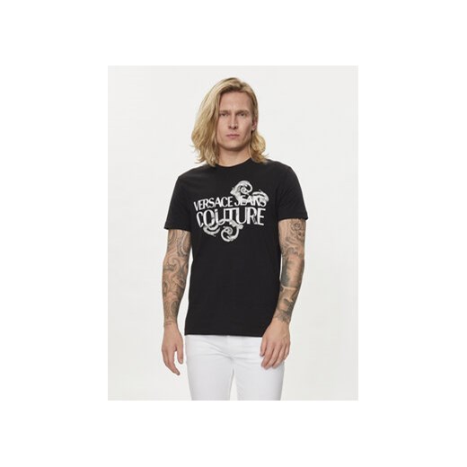 Versace Jeans Couture T-Shirt 76GAHG00 Czarny Regular Fit ze sklepu MODIVO w kategorii T-shirty męskie - zdjęcie 172643796