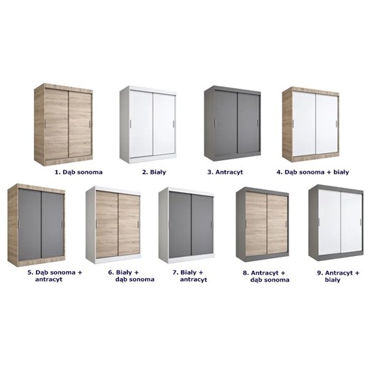 Szafa przesuwna 150 cm biała + dąb sonoma- Corina 4X Elior One Size Edinos.pl