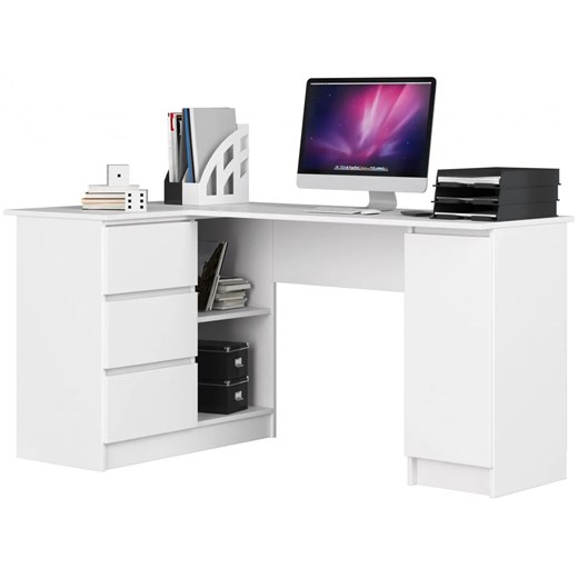 Białe biurko gamingowe narożne z szufladami - Osmen 3X ze sklepu Edinos.pl w kategorii Biurka i sekretarzyki - zdjęcie 172646497