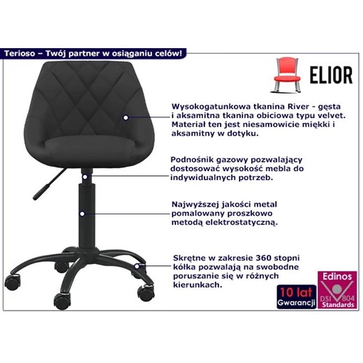 Czarny tapicerowany fotel obrotowy - Terioso Elior One Size Edinos.pl