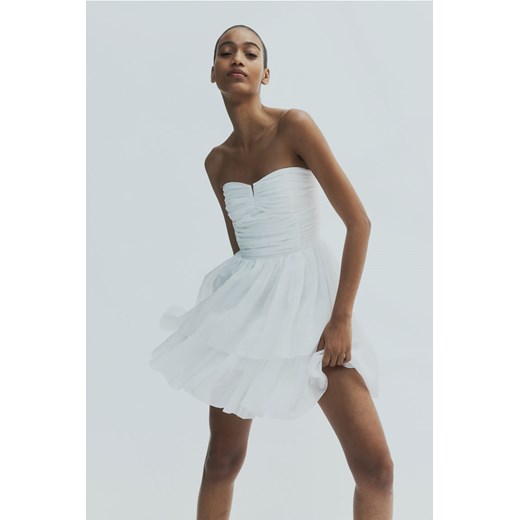 H & M - Sukienka bandeau z rozszerzanym dołem - Biały H & M 44 H&M