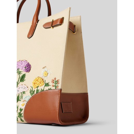 Shopper bag Ralph Lauren duża elegancka z nadrukiem bawełniana 