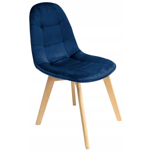 Granatowe drewniane krzesło welurowe do jadalni - Oder Elior One Size Edinos.pl