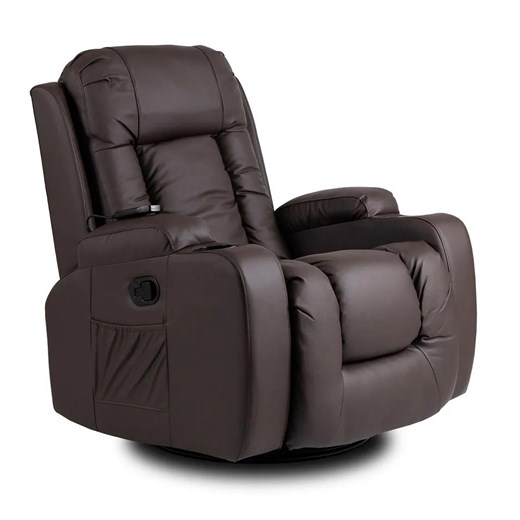 Ciemnobrązowy fotel masujący z podnóżkiem - Imar 3X ze sklepu Edinos.pl w kategorii Fotele - zdjęcie 172649998