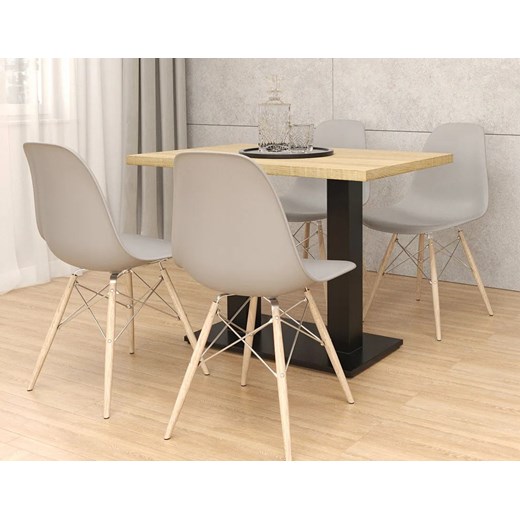 Prostokątny nowoczesny stół + 4 szare krzesła - Ulex ze sklepu Edinos.pl w kategorii Zestawy mebli kuchennych - zdjęcie 172650115