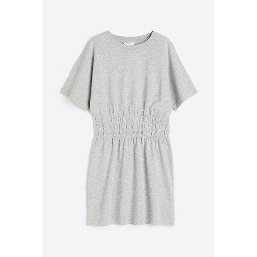 H & M - T-shirtowa sukienka z elastycznym marszczeniem - Szary ze sklepu H&M w kategorii Sukienki - zdjęcie 172651658