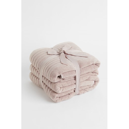 H & M - Duży bawełniany ręcznik kąpielowy 2-pak - Brązowy ze sklepu H&M w kategorii Ręczniki - zdjęcie 172651765