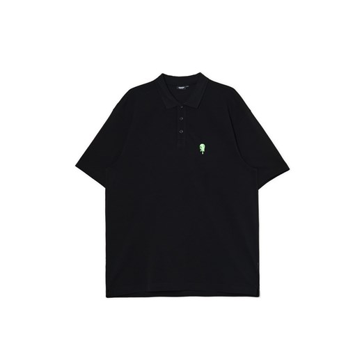 Cropp - Czarna koszulka polo - czarny ze sklepu Cropp w kategorii T-shirty męskie - zdjęcie 172654279