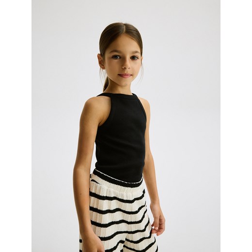 Reserved - Bawełniany top - czarny ze sklepu Reserved w kategorii Bluzki dziewczęce - zdjęcie 172654695