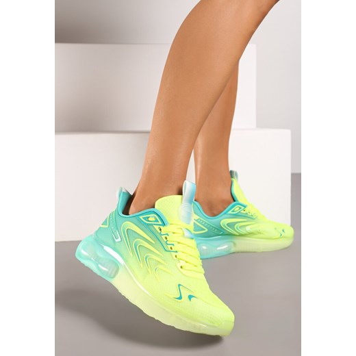 Żółto-Zielone Płaskie Sznurowane Buty Sportowe Sneakersy Risanni ze sklepu born2be.pl w kategorii Buty sportowe damskie - zdjęcie 172655138