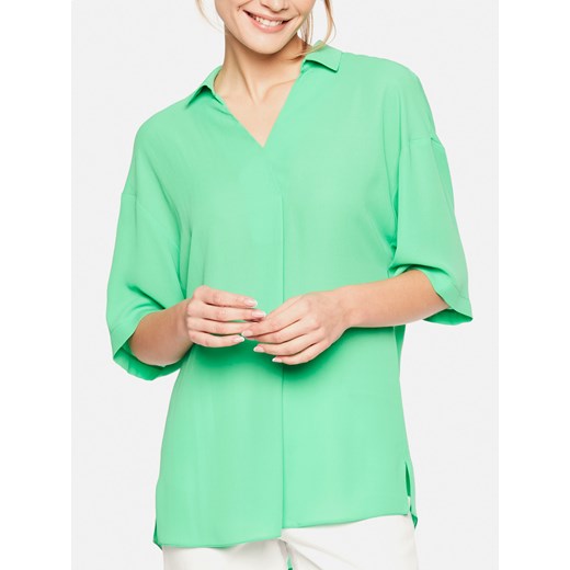 Luźna zielona bluzka damska z rękawem do łokcia L'AF Leja ze sklepu Eye For Fashion w kategorii Bluzki damskie - zdjęcie 172656128