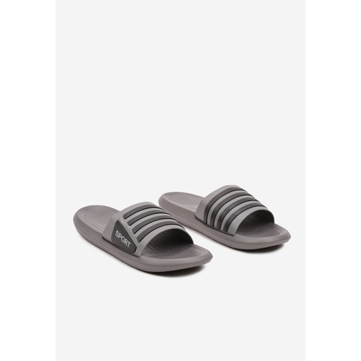 Szaro-Czarne Piankowe Klapki na Płaskiej Podeszwie Ozdobione Paskami Tesabella 41 okazyjna cena born2be.pl