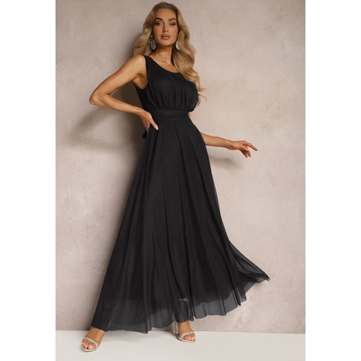 Czarna Koktajlowa Sukienka z Tiulowym Dołem Bez Rękawów Elastar ze sklepu Renee odzież w kategorii Sukienki - zdjęcie 172657188