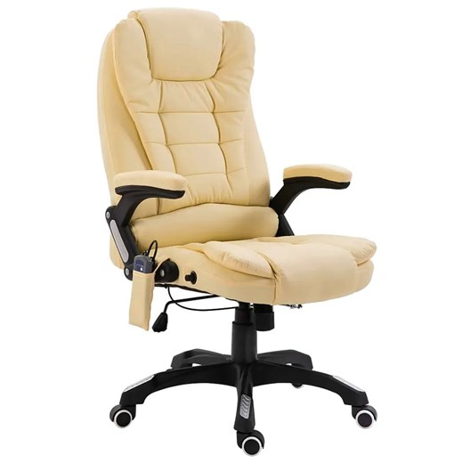 Kremowy fotel biurowy podgrzewany z masażem - Osario ze sklepu Edinos.pl w kategorii Krzesła biurowe - zdjęcie 172661199