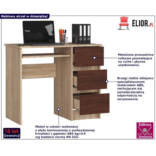 Nowoczesne biurko do gabinetu dąb sonoma + wenge - Miren 4X Elior One Size Edinos.pl