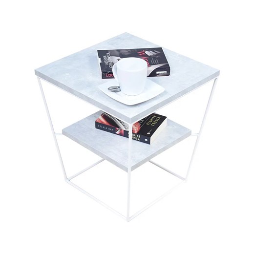 Kwadratowy stolik kawowy z półką beton - Arakin 5X ze sklepu Edinos.pl w kategorii Stoliki kawowe - zdjęcie 172661445