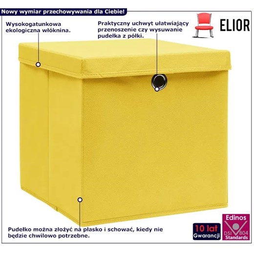 Żółty zestaw 4 pojemników składanych do przechowywania - Dazo 4X Elior One Size promocyjna cena Edinos.pl