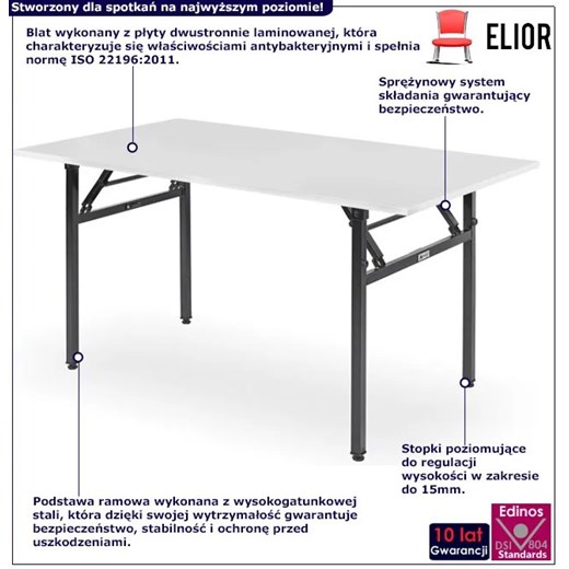 Biały składany stół konferencyjny - Ibos 20 rozmiarów Elior One Size Edinos.pl