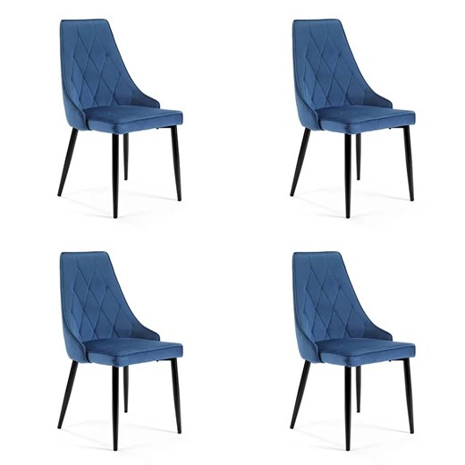 Welurowy komplet 4 krzeseł z pikowanym oparciem - Sageri 4X Elior One Size Edinos.pl