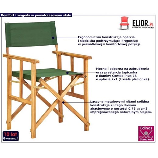 Krzesła reżyserskie składane zestaw Martin -zielone Elior One Size Edinos.pl