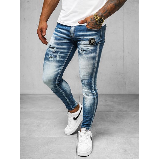 Spodnie jeansowe męskie niebieskie OZONEE O/BC1090 ze sklepu ozonee.pl w kategorii Jeansy męskie - zdjęcie 172661805