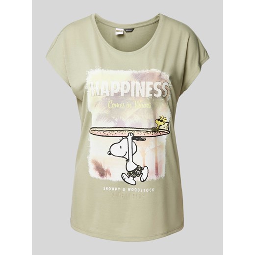 T-shirt z dodatkiem wiskozy i zwierzęcym Peanuts® ze sklepu Peek&Cloppenburg  w kategorii Bluzki damskie - zdjęcie 172662346