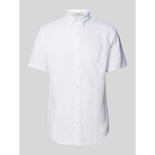 Koszula lniana o kroju regular fit z przedłużonym tyłem ze sklepu Peek&Cloppenburg  w kategorii Koszule męskie - zdjęcie 172662396