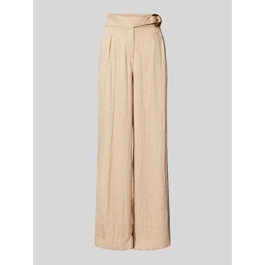 Spodnie materiałowe z szerokimi nogawkami i aplikacją ze sklepu Peek&Cloppenburg  w kategorii Spodnie damskie - zdjęcie 172662449